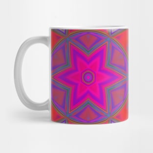 Mosaic Kaleidoscope Flower Red Green and Blue Mug